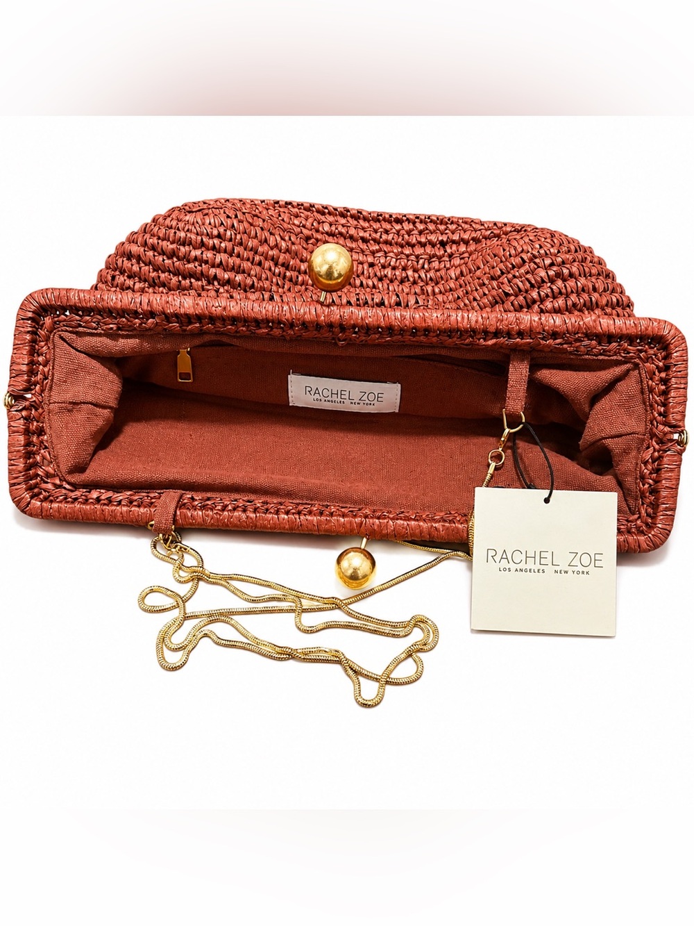 Rachel Zoe Woven Chestnut Shoulder/Clutch Bag with Gold Hardware - Picture 5 of 5